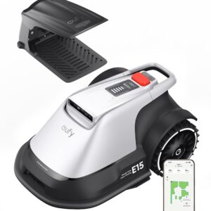 eufy Robotgrasmaaier E15-draadloos- zonder RTK -geen signaalproblemen- 5-minuten-setup -automatische mapping tot 800 m²- obstakelvermijding- Ride-On Edge, bediening via app- met regenkap