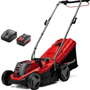 Einhell Accu Grasmaaier GE-CM 18/33 Li Kit - Power X-Change - 18 V/Li-Ion - Maaibreedte: 33 cm - Aanbevolen gazonoppervlakte: tot 200 m² - 30 L opvangzak - Maaihoogte: 25-65 mm - Incl. 4.0 Ah Accu en lader