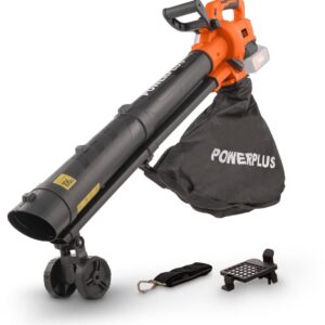 Dual Power Accu-bladblazer POWDPG75270 - Bladblazer op batterij van 40 V, 3-in-1: versnipperen, blazen en zuigen, maximale luchtsnelheid van 210 km/h, met 45 L opvangzak, zonder accu en lader