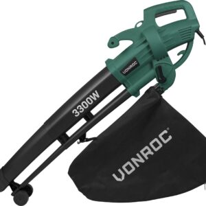 VONROC 3-in-1 bladblazer – 3300W – Blazen, Zuigen & Versnipperen – 270km/h – Incl. 40L opvangzak