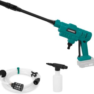 VONROC Accu drukreiniger 20V – 24bar – 198 l/h - Incl. 5m aanzuigslang, reinigingsmiddelenfles en regelbare spuitmond – Zonder accu & lader