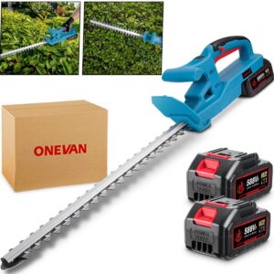 ONEVAN Accu Heggenschaar - 51 cm Bladlengte - Elektrische Heggenschaar - met 2 x Accu’s - voor heggen, struiken, snoeien
