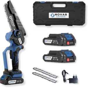 NovarGarden® Mini Kettingzaag NG3 - Takkenzaag - Snoeizaag - Electrisch - Handzaag - Boomzaag- Met Koffer & 2 Accu's