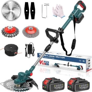 Elektrische Grastrimmer - 750W Accu Grasmaaier & 4-in-1 Trimmer met 2x 4000mAh Accu + Lader - Borstelloze Motor, 4-in-1 Multifunctioneel, Verstelbaar