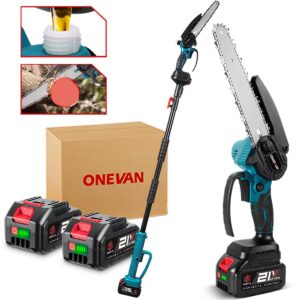ONEVAN Accu Telescopische Kettingzaag - 8 Inch Elektrische Kettingzagen - Borstelloze Motor - Met 2 Accus - Telescopisch Snoeien Bundel - voor boomtakken, houtzagen