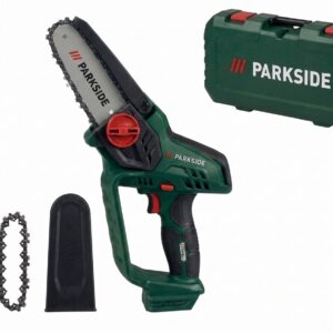 PARKSIDE® Accu-houtzaag 20V zonder accu - Kettingsnelheid: 8 m/s - Snijlengte: ca. 16 cm - Voor het snoeien van bomen en struiken en het versnipperen van groenafval -Mini Kettingzaag - Heggenschaar - Handkettingzaag - Snoeizaag - Takkenzaag
