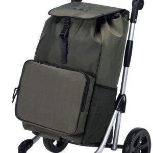 Packaway Boodschappentrolley met 4 wielen - boodschappenwagen deluxe met koelvak en verstelbaar handvat – 60 liter – groen