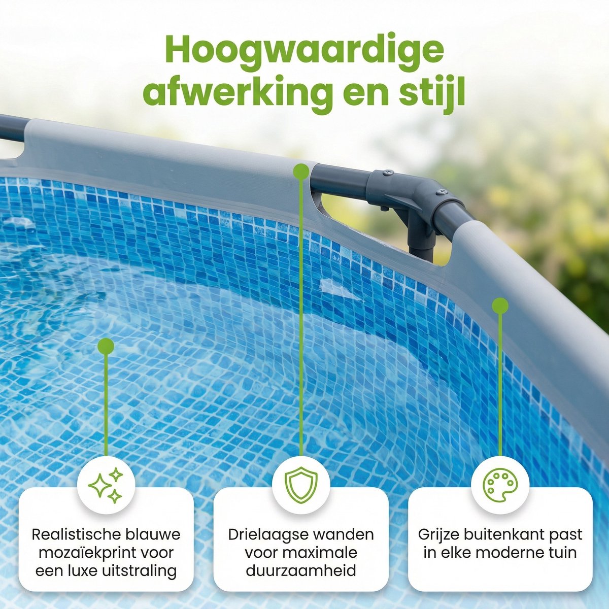 Bestway Rond Steel Pro MAX Zwembad - 305 x 76 cm - Grijs - Inclusief Afdekzeil - Onderhoudspakket - Filter - Zwembadfilterpomp - 7-delig - Afbeelding 4