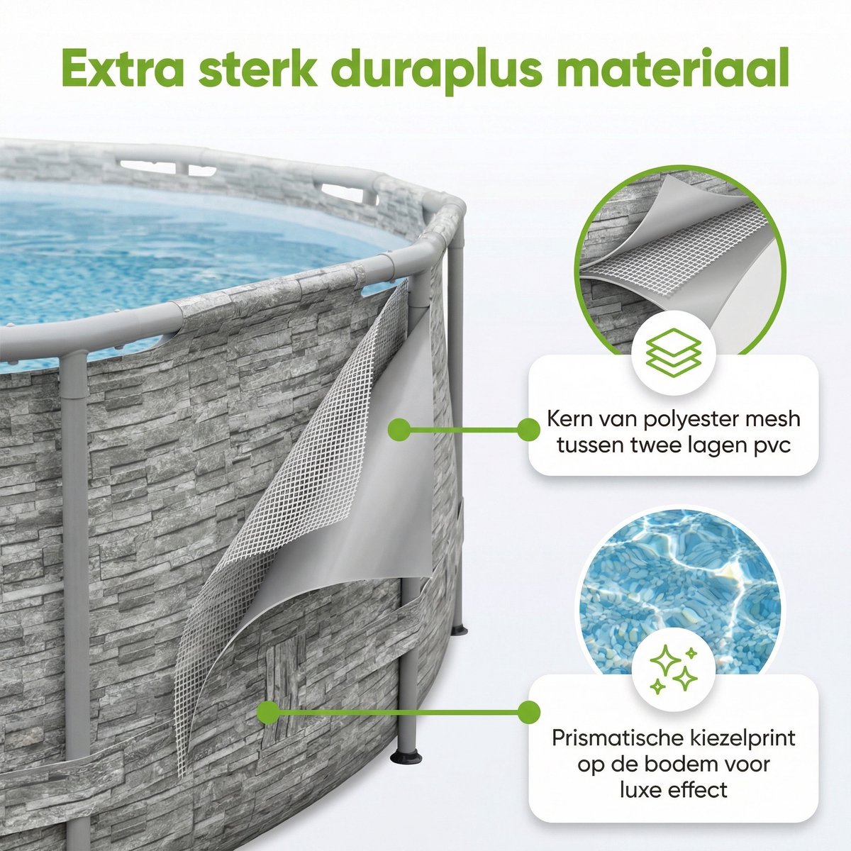 Bestway Ovaal Power Steel Swim Vista Zwembad - Steenprint - 427 x 250 x 100 - Inclusief Pomp - Ladder - Afdekzeil - Onderhoudspakket - Vloertegels - Afbeelding 4