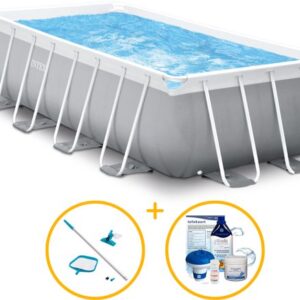 Intex Prism Frame zwembad 488 x 244 x 107 | Rechthoekig | Zwembadpakket | Filterpomp | Chloorpakket | Onderhoudsset