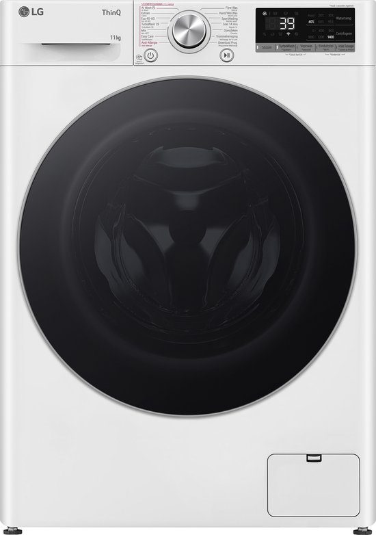 LG F4WR7011S1W wasmachine 11 kg met AI DD voor slimme stofverzorging - TurboWash 39 voor sneller wassen - hygiënisch wassen met stoom en ThinQ slimme