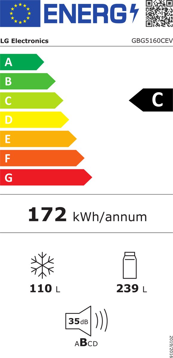 LG GBG5160CEV Vrijstaand 349 l Zwart - Afbeelding 2