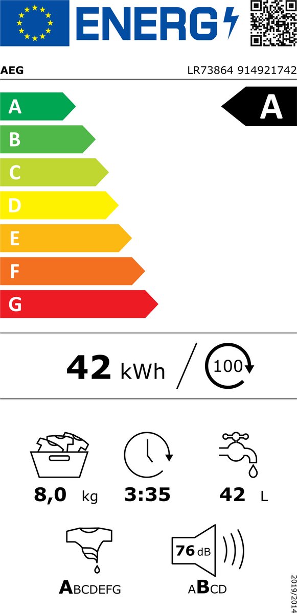 AEG LR7696UD4 7000 Serie ProSteam UniversalDose - Wasmachine - Energielabel A - 1600 toeren - 9 kg - Afbeelding 2