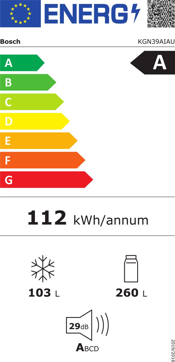 Bosch KGN39AIAU - Serie 6 - Koelkast - Koel-vriescombinatie -RVS - Energielabel A - Zeer stil - Total No Frost - Nooit meer ontdooien - Extra veel - Afbeelding 2