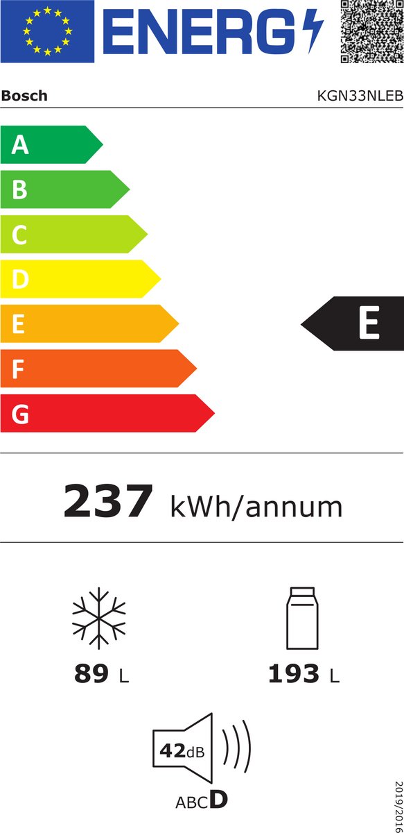 Bosch KGN33NLEB - Serie 2 - Koelkast - Koel-vriescombinatie - Total No Frost - nooit meer ontdooien- Perfect Fit: zet je koelkast strak tegen de wand - Afbeelding 3