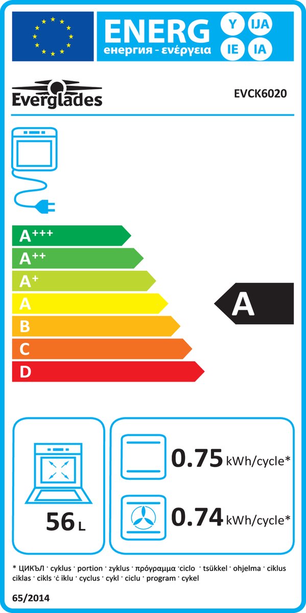 Everglades EVCK6020 - Gasfornuis - Mat Zwart - 60CM - Hoogte 89 - 92CM - Gietijzeren Pannendragers - Wokbrander - Digitale Timer - 8 Ovenstanden - Afbeelding 2