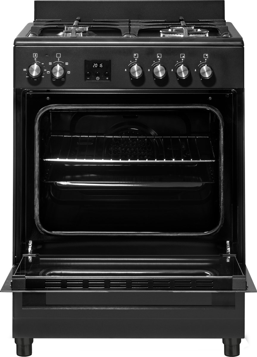 Everglades EVCK6020 - Gasfornuis - Mat Zwart - 60CM - Hoogte 89 - 92CM - Gietijzeren Pannendragers - Wokbrander - Digitale Timer - 8 Ovenstanden - Afbeelding 5