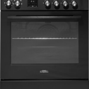 Everglades EVCK6020 - Gasfornuis - Mat Zwart - 60CM - Hoogte 89 - 92CM - Gietijzeren Pannendragers - Wokbrander - Digitale Timer - 8 Ovenstanden