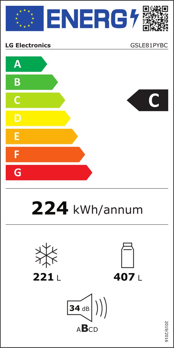 LG GSLE81PYBC Amerikaanse koelkast – 628L – Water- & ijsdispenser – WiFi LG ThinQ – Energieklasse C - Afbeelding 2
