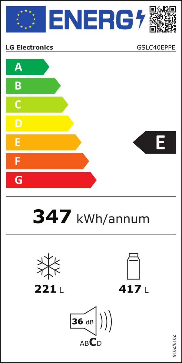LG GSLC40EPPE - Amerikaanse Koelkast - Wateraansluiting - No Frost - Water- en IJsdispenser - 638 L - Afbeelding 2