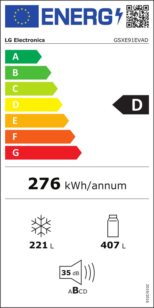 LG GSXE91EVAD - Amerikaanse koelkast - Zwart (blacksteel) - Waterreservoir - 628L - Afbeelding 2