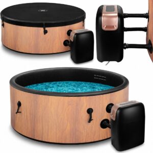 COIL Bains een remous, Tuin SPA, opblaasbare buiten-SPA - 6 personen, houtlook, duurzaam DWF-materiaal, snel opblaasbaar, wellness-hydromassage