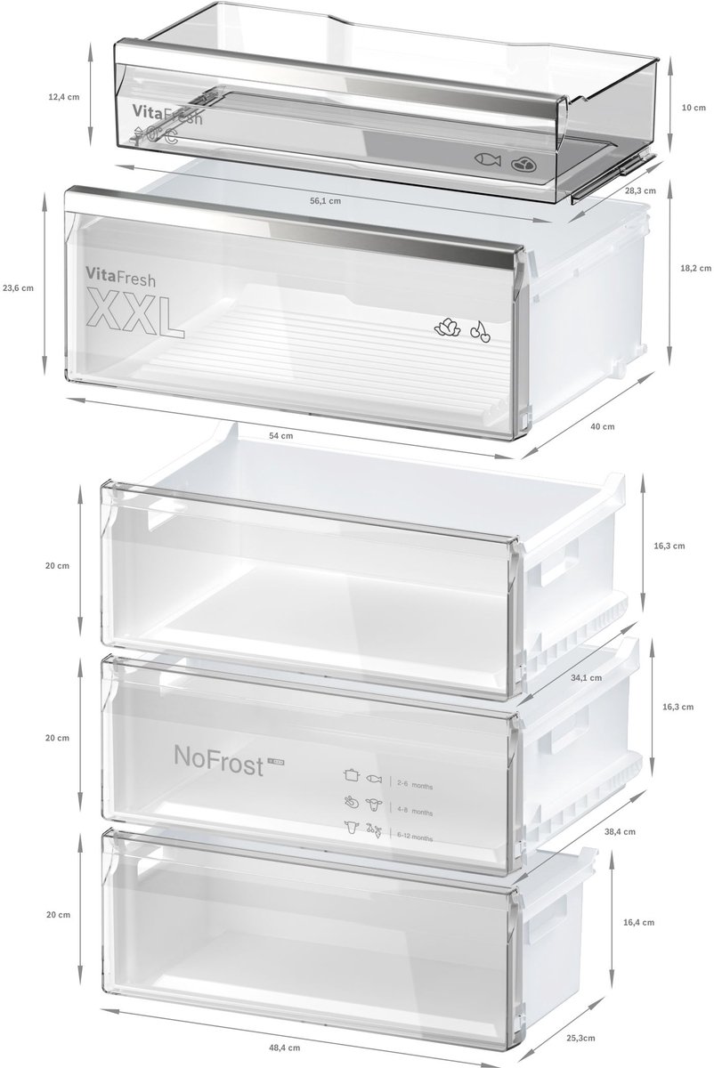Bosch KGN49AIBT - Serie 6 - Koelkast - Koel-vriescombinatie - 203 x 70 cm - Extra breed - RVS - Energielabel B - Zeer stil- Total No Frost: Nooit - Afbeelding 5