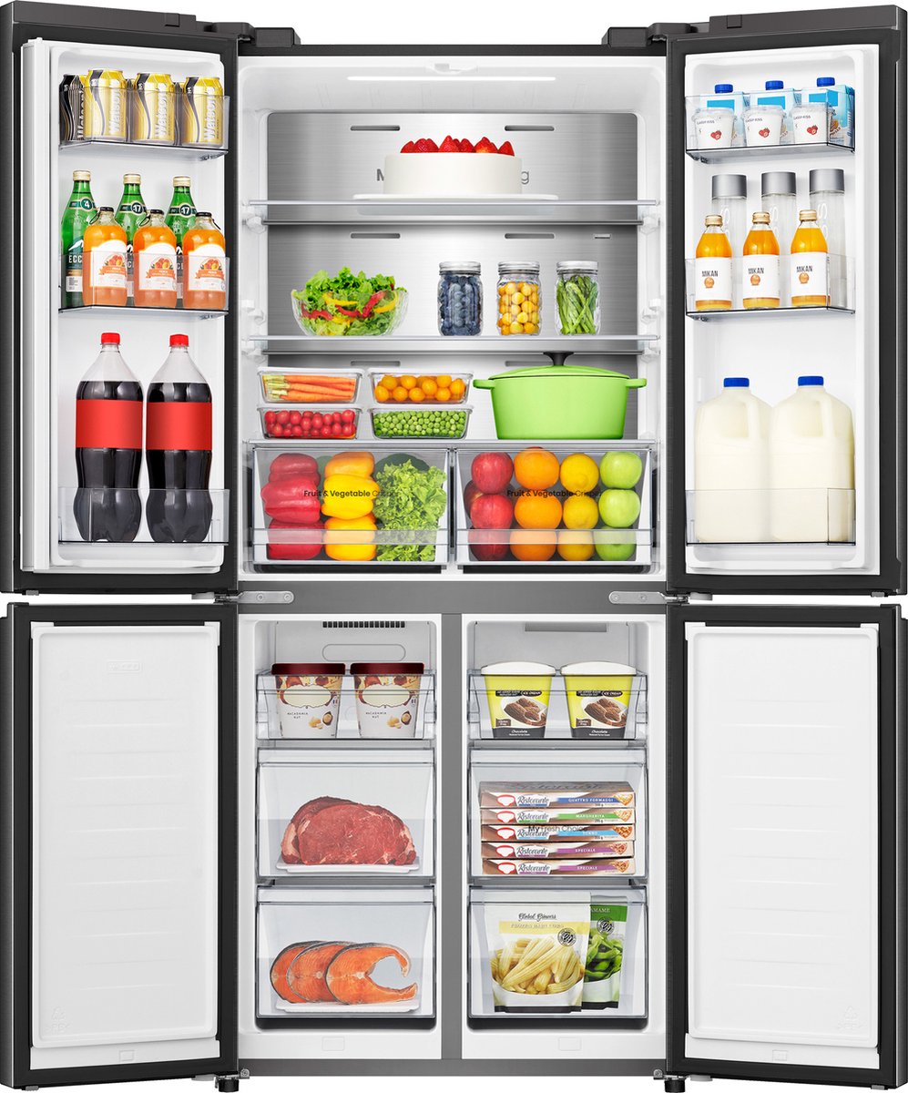 Hisense RQ5P470SAFE - Cross-door koel-vriescombinatie - My Fresh Choice - Metal-Tech Cooling - Dual-Tech Cooling - Inhoud 483 Liter - Zwart - Afbeelding 3