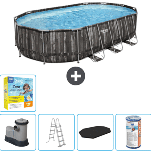 BESTWAY Ovaal Power Steel Zwembad - 610 x 366 x 122  -  Inclusief Accessoires CB33 Opzetzwembad