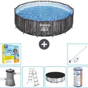 BESTWAY Rond Steel Pro MAX Zwembad - Houtprint - 427 x 107 cm -  Inclusief Accessoires CB36 Opzetzwembad