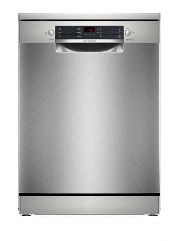 Bosch SMS26AI01F - Serie 2 - Vaatwasser - Vrijstaande vaatwasser - 60 cm - Geborsteld staal -Extra Droog: optie voor extra grondige droogresultaten