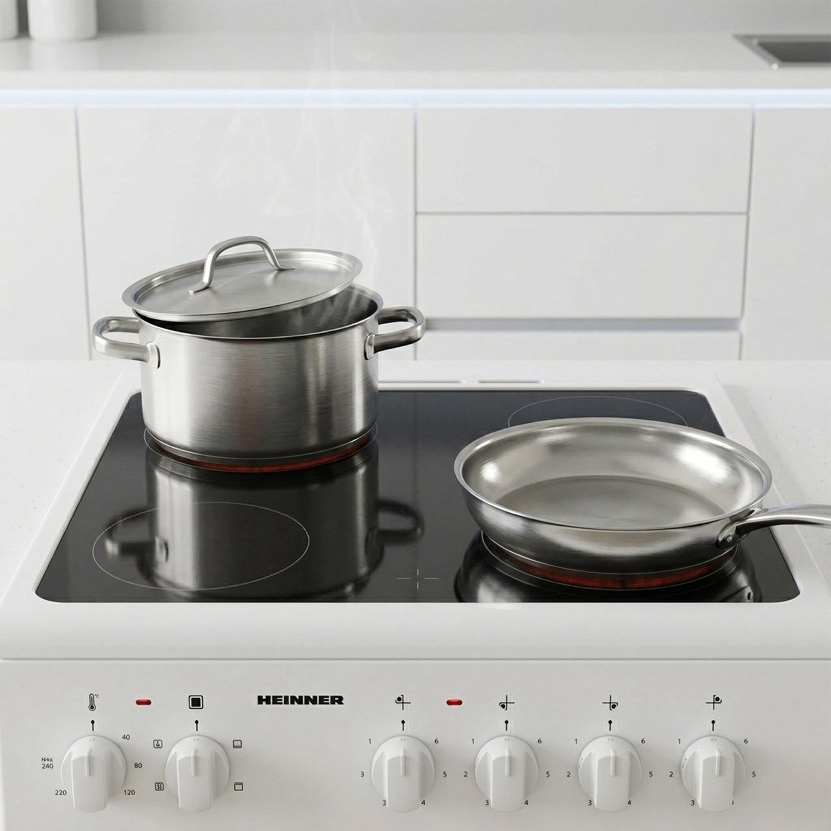 Heinner Vrijstaand Elektrisch Fornuis 50 cm – 4 Kookzones – Keramische Kookplaat – Elektrische Oven met Grill & Ventilatie – Energieklasse A - Afbeelding 5