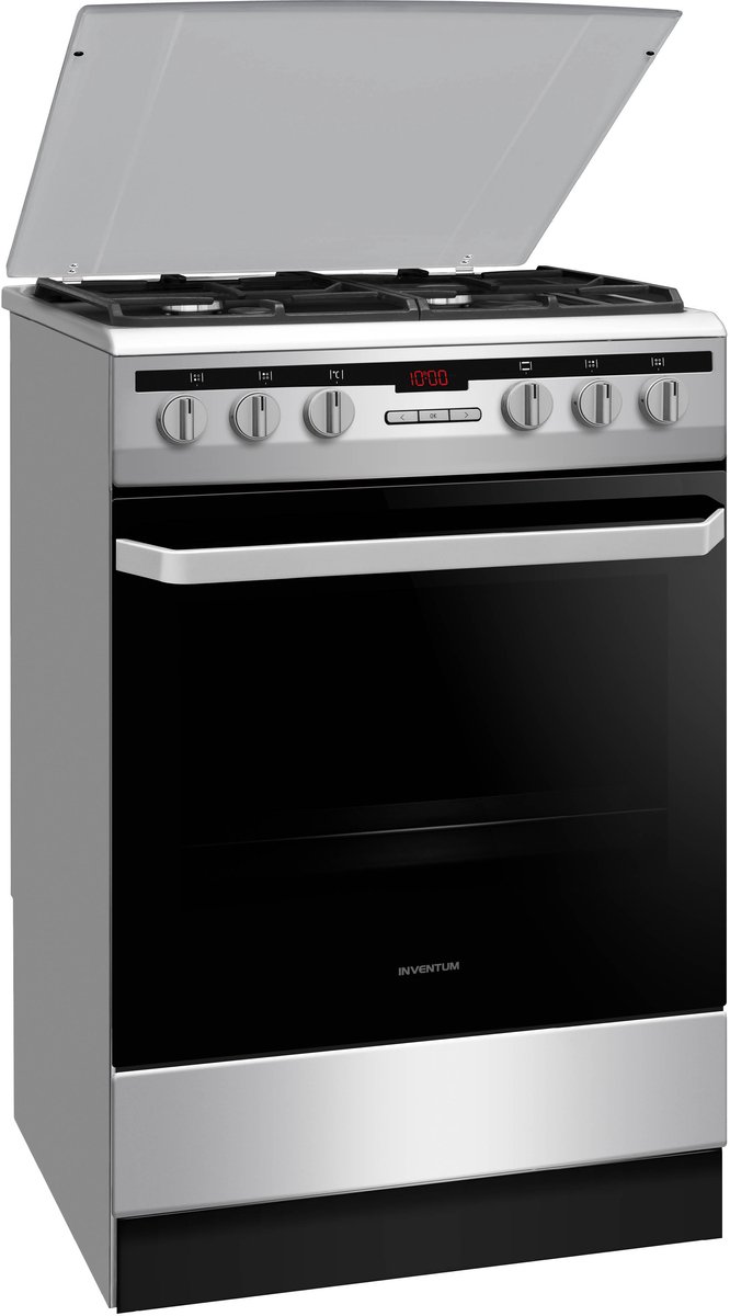 Inventum VFG6034WGRVS - Vrijstaand gasfornuis - Elektrische oven - 4 kookzones - 60 cm - 65 liter - Zilver/Zwart - Afbeelding 4
