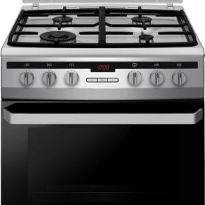 Inventum VFG6034WGRVS - Vrijstaand gasfornuis - Elektrische oven - 4 kookzones - 60 cm - 65 liter - Zilver/Zwart