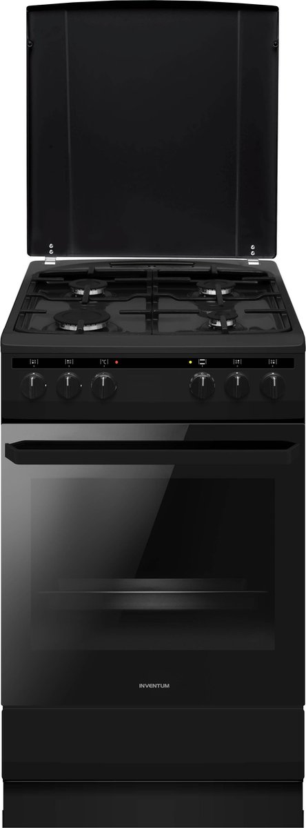 Inventum VFG5020GRVS - Vrijstaand gasfornuis - Elektrische oven - 4 kookzones - 50 cm - 62 liter - Zilver/Zwart - Afbeelding 2