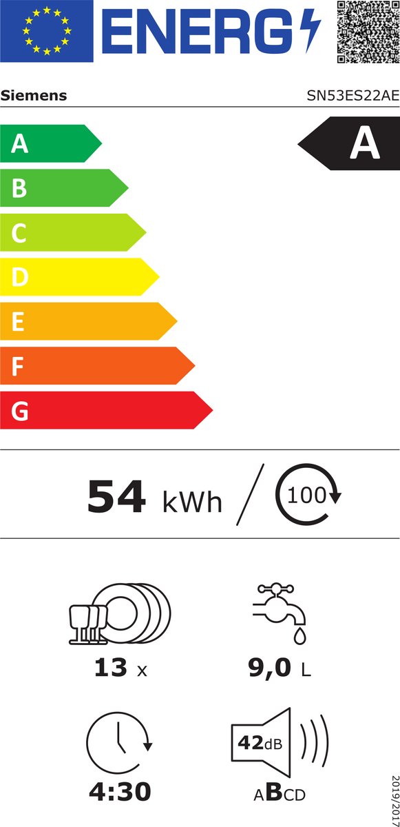 Siemens SN53ES22AE - iQ300 -Vaatwaaser- Semi-geïntegreerde vaatwasser - 60 cm - Energielabel A - varioSpeed Plus: Tot drie keer sneller afwassen - Afbeelding 3