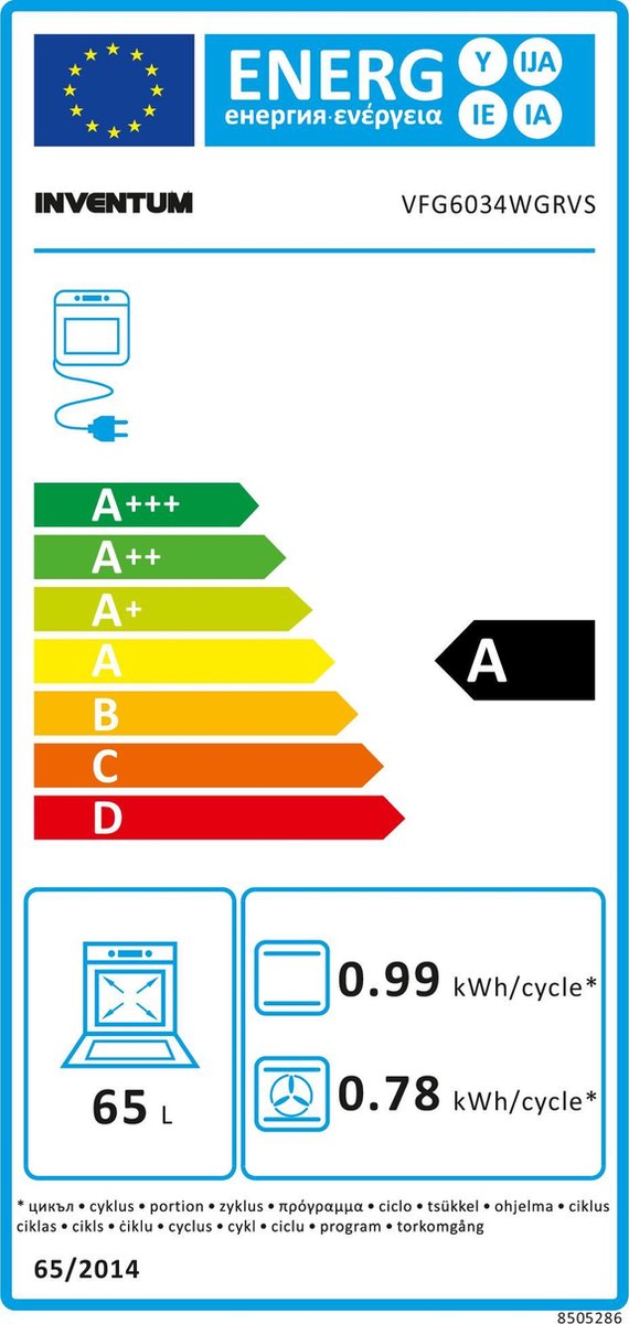 Inventum VFG6034WGRVS - Vrijstaand gasfornuis - Elektrische oven - 4 kookzones - 60 cm - 65 liter - Zilver/Zwart - Afbeelding 2