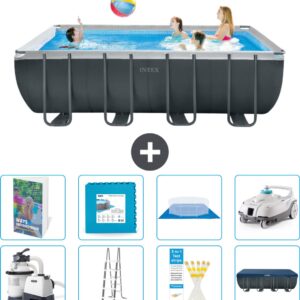 Intex Rechthoekig Ultra XTR Frame Zwembad - 549 x 274 x132 cm - Inclusief Pomp - Ladder - Grondzeil - Afdekzeil - Vloertegels - Stofzuiger - 9-delig