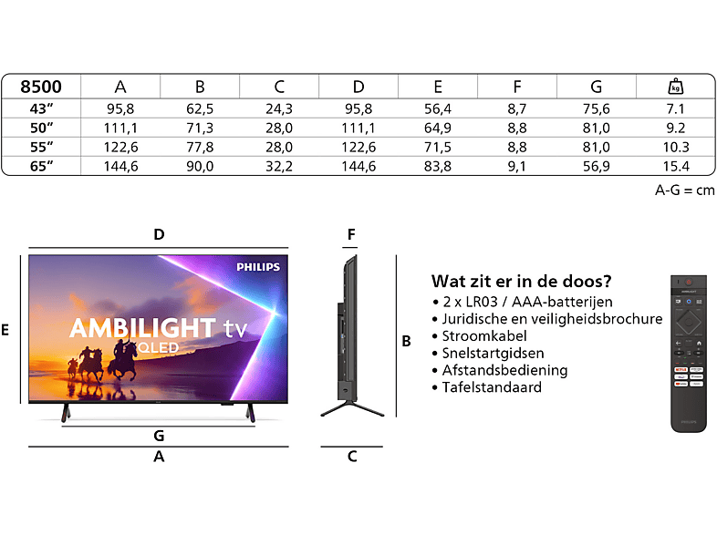 PHILIPS 43PUS8500/12 - Ultra HD 4K - QLED-tv - 43 inch - 2025 - Afbeelding 4