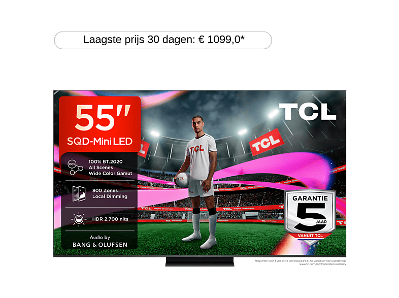 TCL 55C7L SQD - Ultra HD 4K - Mini-led-tv - 55 inch - 2026