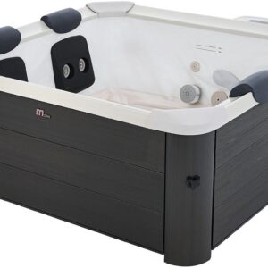 Mspa Antracietgrijze halfharde spa met 6 plaatsen met ledverlichting en accessoires - 128 stralen - L160 x B160 x H65 cm - NAPUKA van MSPA L 160 cm x