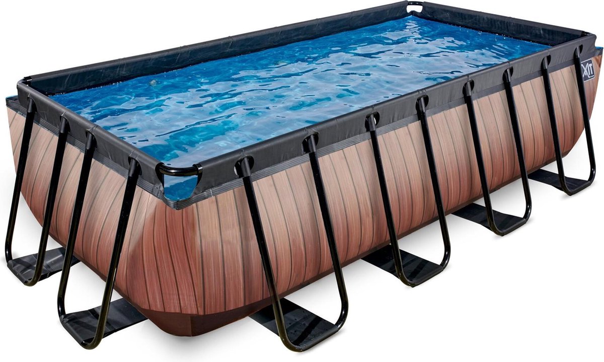 EXIT Black Leather Frame Zwembad 540x250x100cm - Opzetzwembad - met Filterpomp - Rechthoekig - Zwart - Afbeelding 5