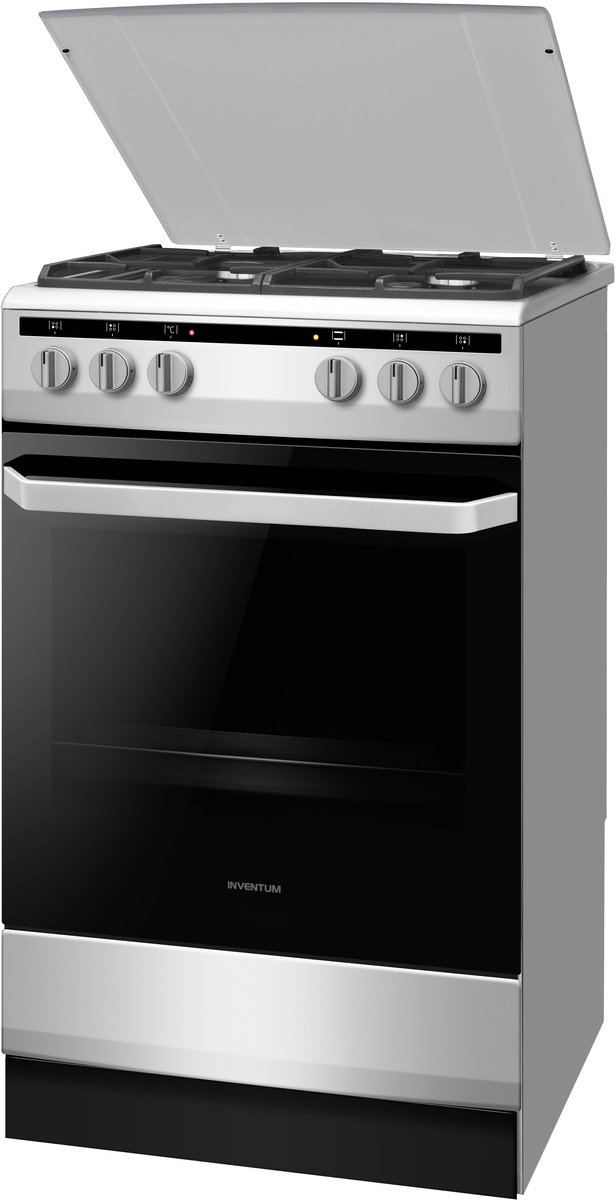 Inventum VFG5020GRVS - Vrijstaand gasfornuis - Elektrische oven - 4 kookzones - 50 cm - 62 liter - Zilver/Zwart - Afbeelding 4