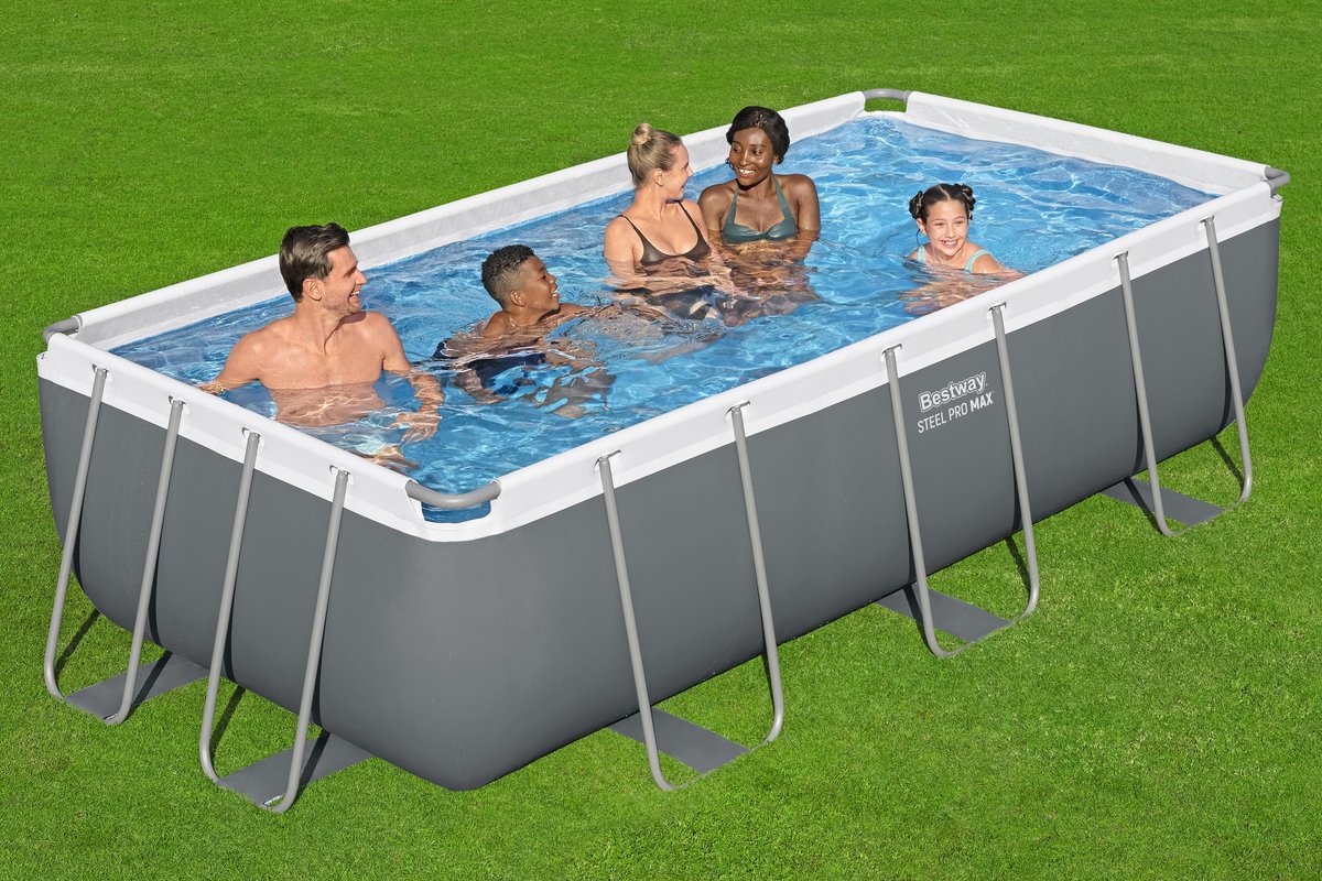 Bestway Power Steel - Opzetzwembad inclusief filterpomp en zwembadtrap - 404 x 201 x 100 cm - Rechthoekig - Afbeelding 5