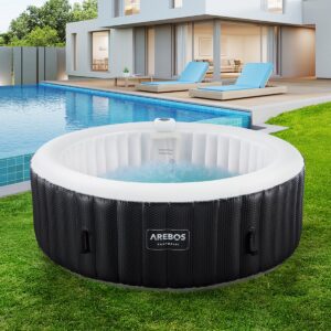 AREBOS Opblaasbaar - met LED Verlichting - Hottub voor Innen en Buiten - Opblaasbaar 6 Persoons - 130 Luchtstralen - 208 cm - 1000L - Opblaasbaar