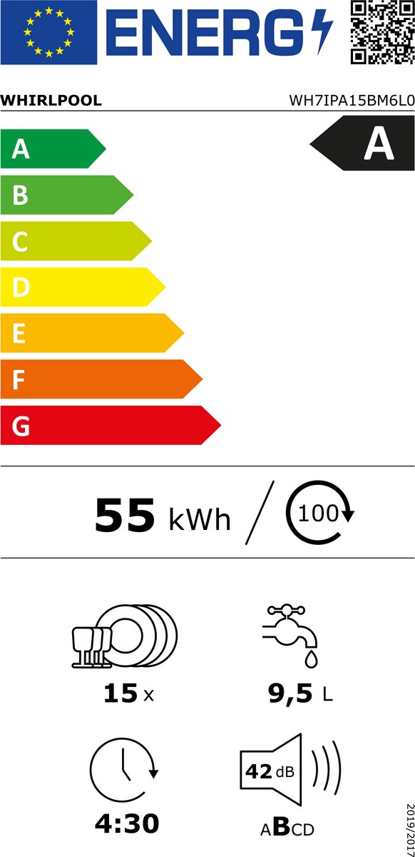 Whirlpool WH7IPA15BM6L0 - Volledig ingebouwd Vaatwasser - 15 couverts - Energielabel A - Afbeelding 2