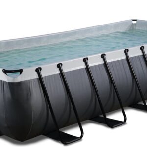 EXIT Black Leather Frame Zwembad 540x250x100cm - Opzetzwembad - met Filterpomp - Rechthoekig - Zwart