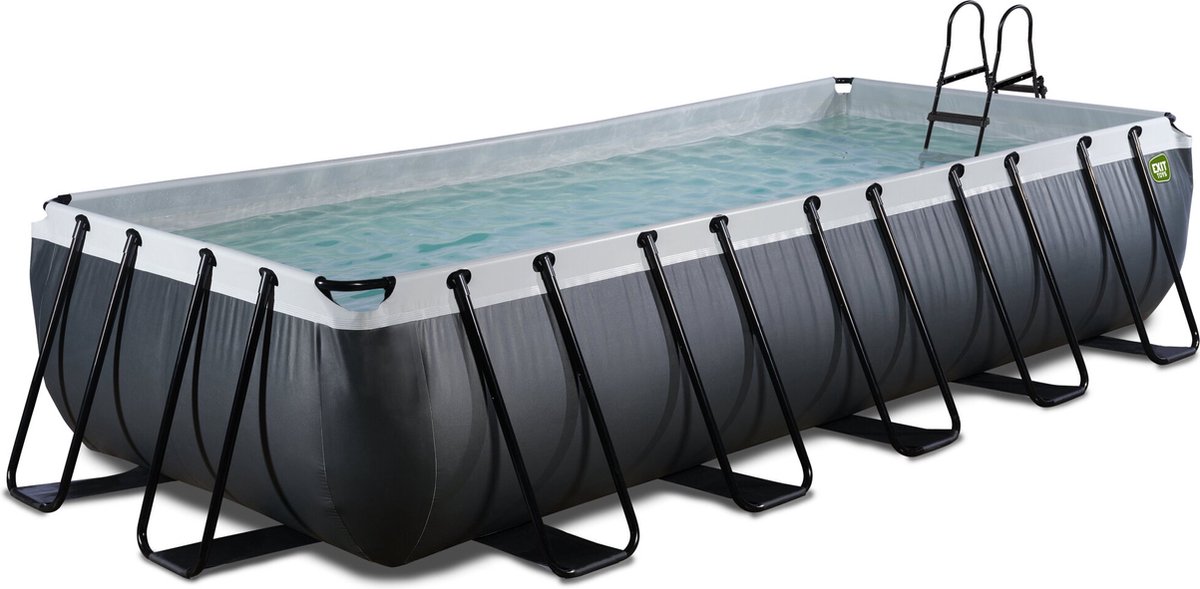EXIT Black Leather Frame Zwembad 540x250x100cm - Opzetzwembad - met Filterpomp - Rechthoekig - Zwart
