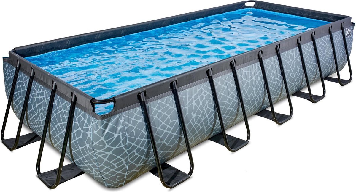 EXIT Black Leather Frame Zwembad 540x250x100cm - Opzetzwembad - met Filterpomp - Rechthoekig - Zwart - Afbeelding 3