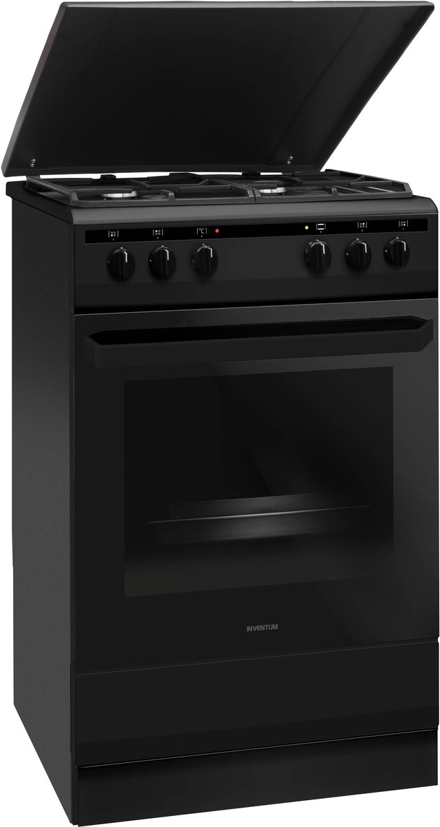 Inventum VFG5020GZWA - Vrijstaand gasfornuis - Elektrische hetelucht oven - 4 kookzones - 50 cm - 62 liter - Zwart - Afbeelding 5